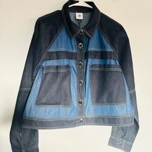 CAbi Composition Two-Tone Denim Jacket NWT